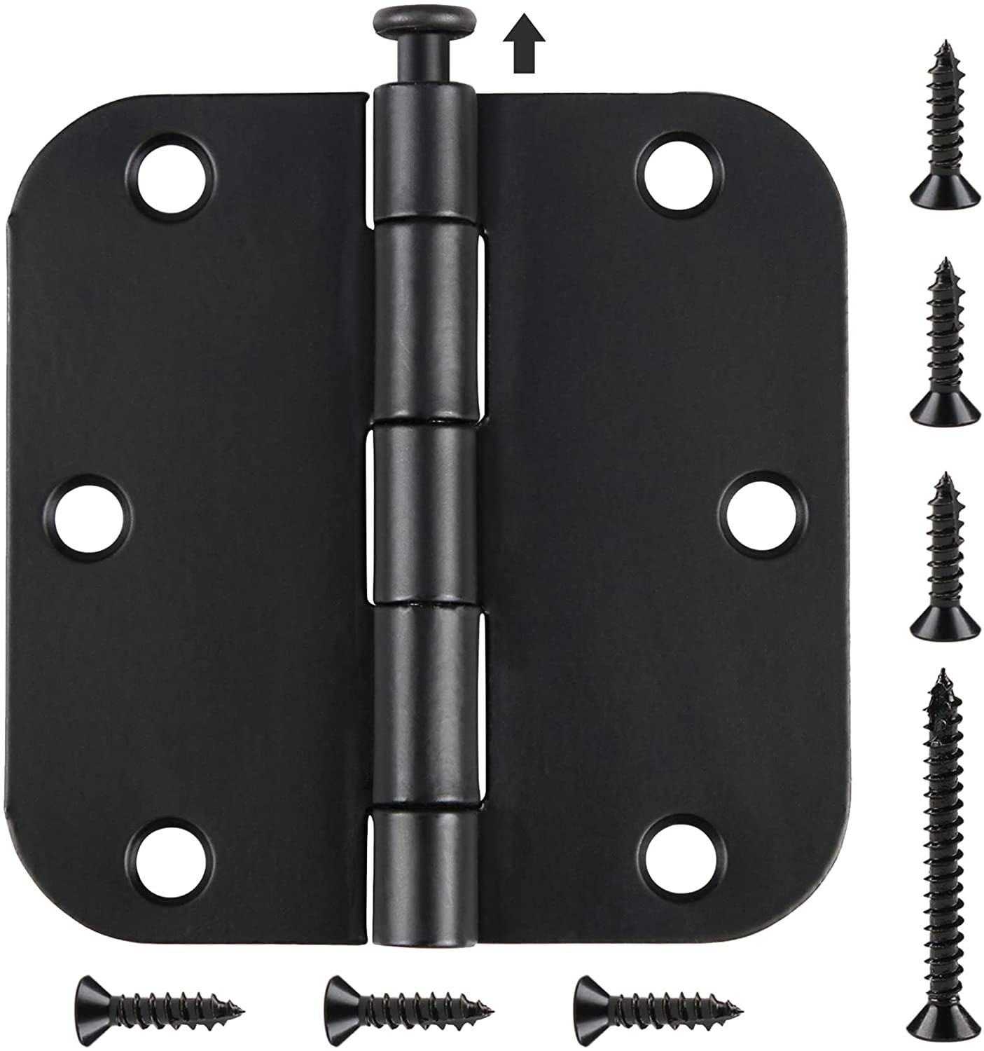 48 Pack Door Hinge 31/2 in x 3.5'' 5/8" Radius Corners Matte Black Door Hinges TDCHINGES