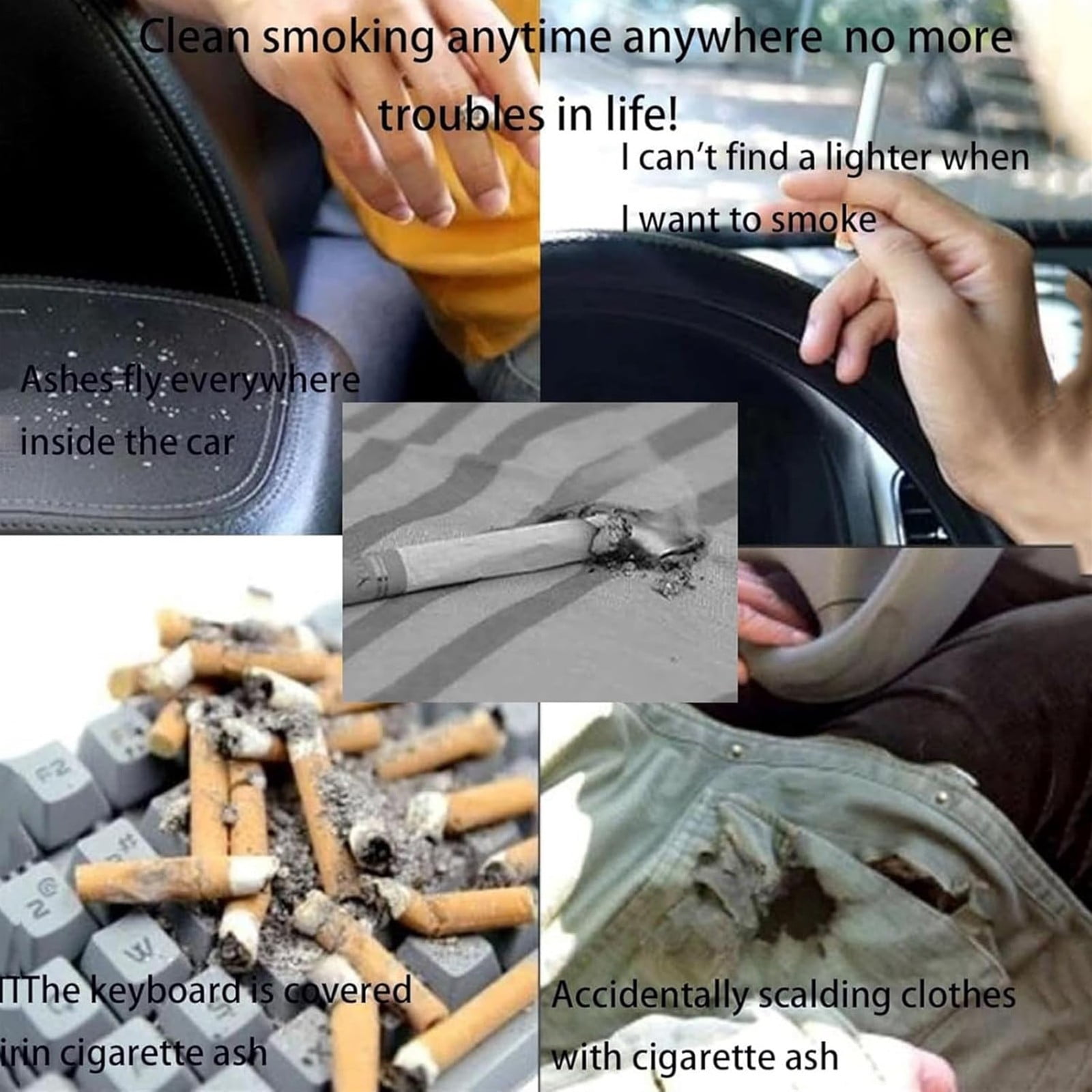 cigarette holder no smoke Pocket Ashtray, Portable Ashtray, Smokeless Ashtray For Car, Lazy Cigarette  Holder Does Not Drop The Ash, Electric Flameless Lighter, USB Rechargeable  Small Ashtray (Black) 0.86x5.04