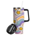 thumbnail image 2 of 30oz insulated car cup with handle and straw suitable for all ages Stainless steel vacuum insulated cup. Smiley Faces, 2 of 10