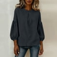 thumbnail image 5 of SDNall Women's 3/4 Sleeve Round Neck Loose Pullover Top, Casual Solid Color Blouse for Women, Ideal for Daily Wear and Home Use, 5 of 6