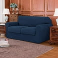 thumbnail image 3 of Subrtex 2-Piece High Spandex Textured Grid Sofa Slipcover,Separate Cushion Cover(Navy, Loveseat), 3 of 8