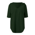 thumbnail image 7 of Fanxing Womens Short Sleeve Hoodies V Neck Summer Tops with Hood Loose Fit Drawstring Pullovers Army Green,XL, 7 of 7