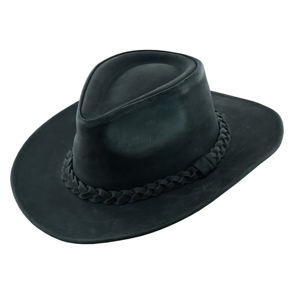 THUNDER Leather Cowboy Western Hat for Men and Women - S - Black