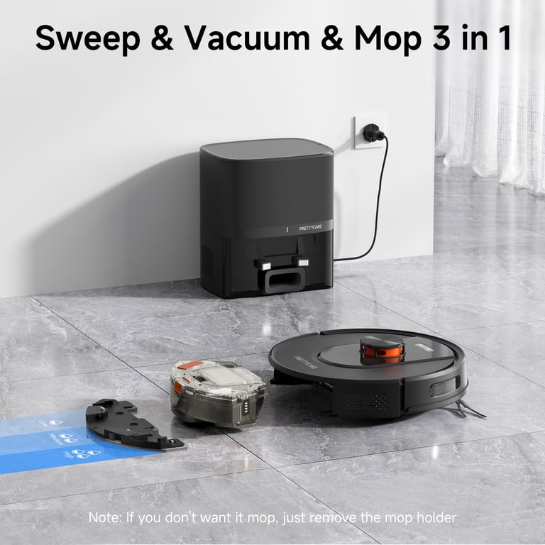 PrettyCare Robot Vacuum and Mop Combo with 9000pa,85 Days Self