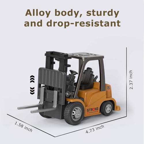 Mini Montacargas a Control Remoto, 1:64 Scale Remote Control Forklift Cranes with Hook,Fork,Pallets 2.4GHZ Remote Control & App Control,Rc Construction Vehicles for Birthday Gift