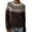Coffee_#02, variant on Womens Sweaters Retro Fair Isle Sweater Knit Lightweight Boho Long Sleeve Pullover Tops Casual Loose Crewneck Cropped Pullover Tops Khaki L