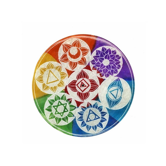 Soul Sticks Multi Color 7 Chakras Handcrafted Carved Soapstone Incense Stick Holder and Ash Catcher for Yoga and Meditation - 4 Inches, Made in India