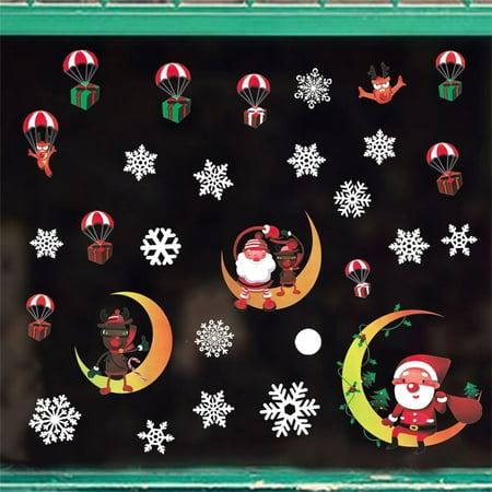 

PKJHGA Christmas Party Decor DIY Portable Window Decal Theme Santa Claus Snowflake Window Sticker