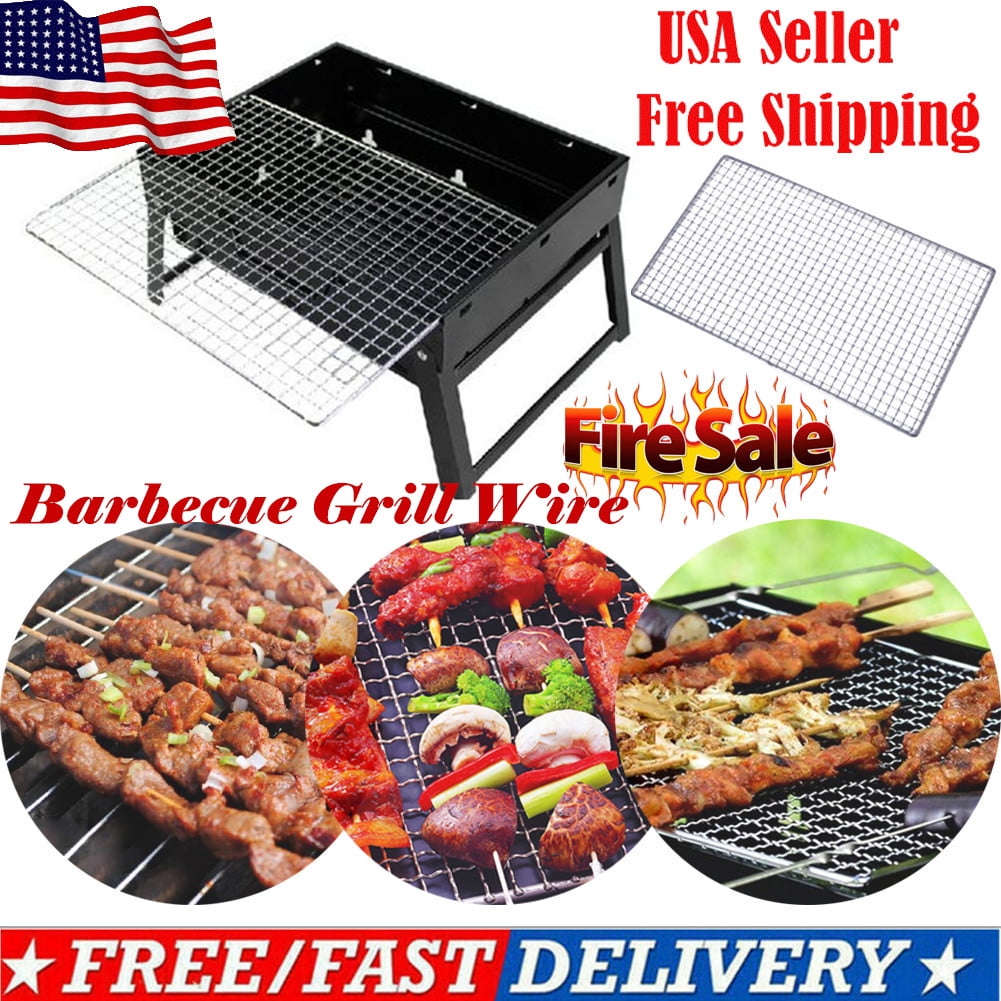 Stainless Steel Grill Net Thicken Barbecue Grill Net Grid Grate for Camping 