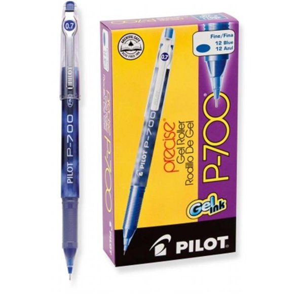Pilot Corp. Of America 38611 Stylo à Bille en Gel P-700 - Pointe Aiguille - Encre Bleue - 0.7mm Fin - Douzaine