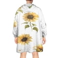 thumbnail image 2 of White Daisy Green Leaf Sunflower Pattern Wearable Oversized Blanket,Wearable Blanket Hoodie for Adults,Cozy Hooded Blankets with Super Pockets,Super Warm Fuzzy Pullover for Women & Men, 2 of 6