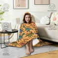 thumbnail image 4 of Wearable Blanket,Colorful Dinosaurs Names Pattern Hooded Wearable Flannel Blanket for Adults & Teens,Winter Poncho Shawl Wrap Cape Cozy Anti-Pill,60"x80", 4 of 5