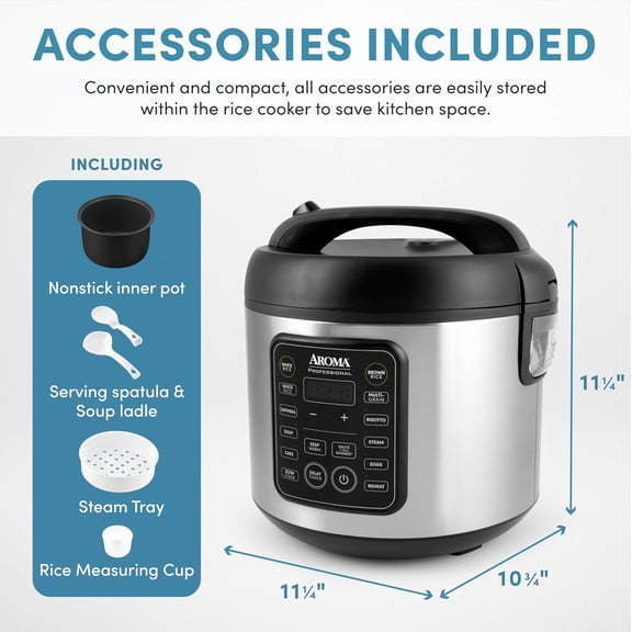 Professional Digital Rice Cooker, 10-Cup (Uncooked) / 20-Cup (Cooked), Multicooker, Slow Cooker, Steamer, Oatmeal Cooker, Egg Cooker, STS, 5 Qt, Black, -5200SB