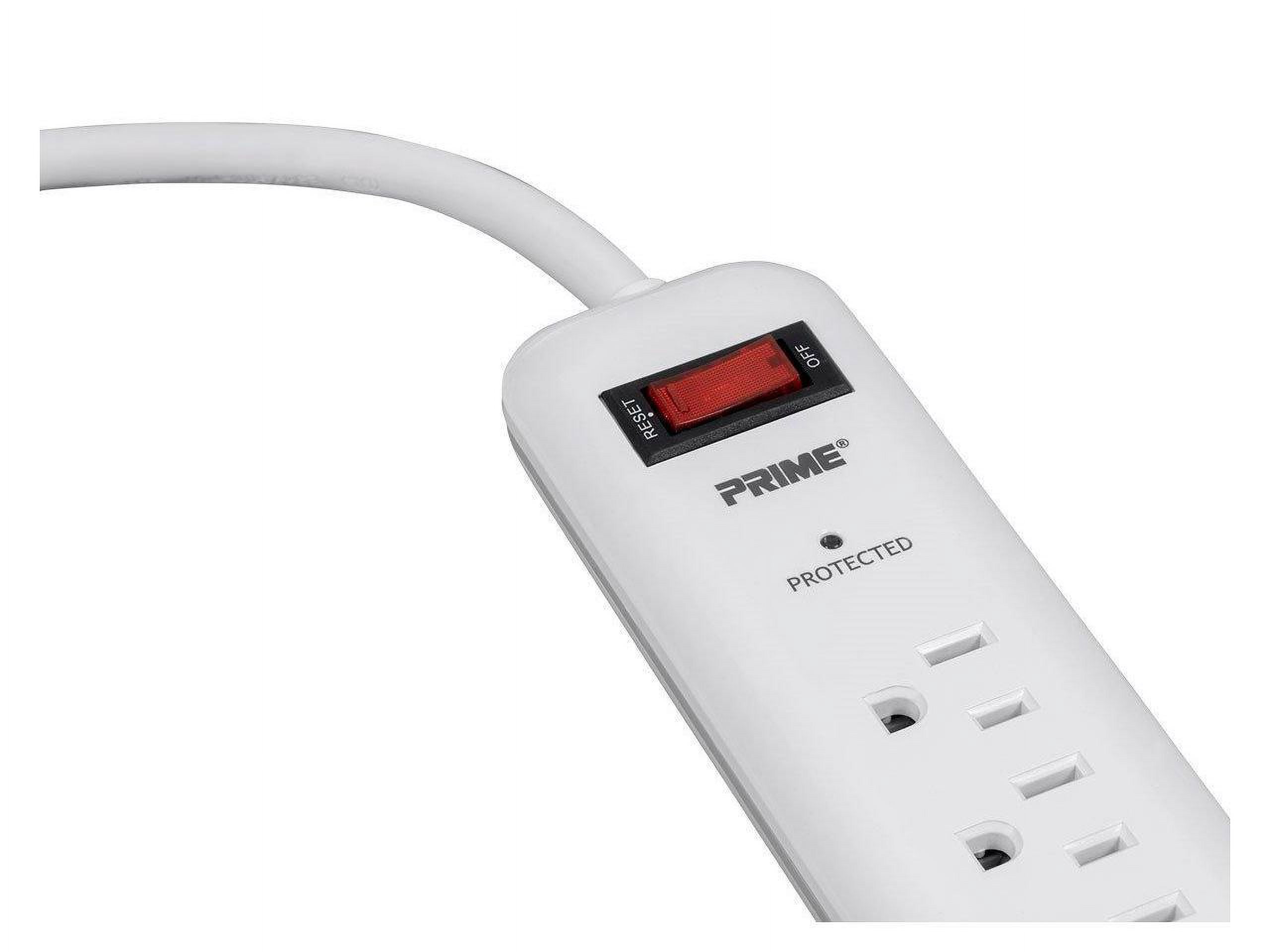 6 Outlet Surge Protector Power Strip with Low-Profile Plug with 8ft Cord, 1000 Joules, White