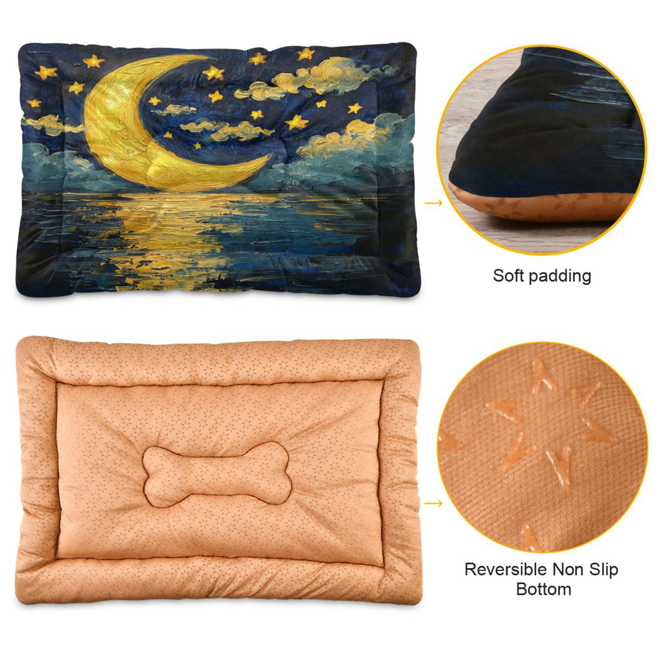 Qxltty Bright Moon over The Water Ped Pad Wear-resistant and Hard to Bite Through Sleeping Pad for Small Medium Large Dogs Winter Pet Bed 36×24in