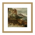 thumbnail image 1 of De Momper River Landscape With Boar Hunt Painting 8X8 Inch Square Wooden Framed Wall Art Print Picture with Mount, 1 of 4