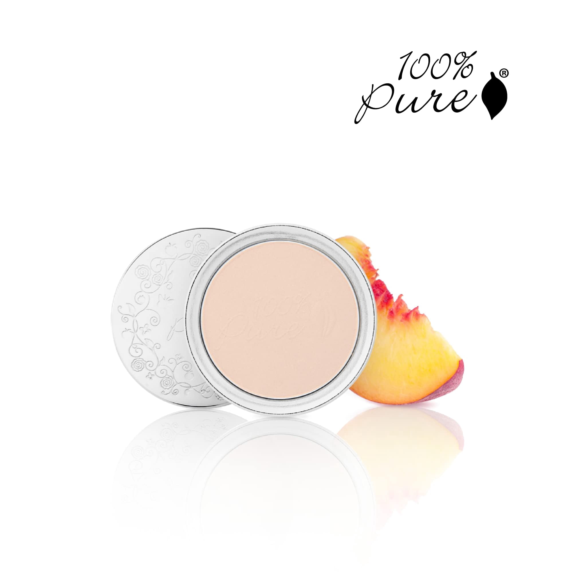 100% PURE Powder Foundation Matte Finish Face Makeup - Oil Absorbing Pressed Poreless Concealer - Vegan Fruit Pigmented Creme Color (Fair Shade w/Yellow Undertones) - 0.32 Oz