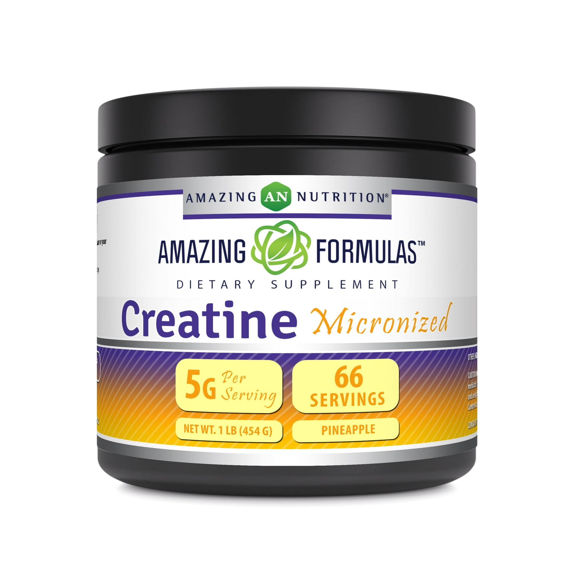 Amazing Formulas Micronized Creatine Monohydrate Pineapple Flavor Powder Supplement | 66 Servings | 5000 mg Per Serving | 1 Lb (454 Grams) | Ideal Pre & Post Workout Supplement | Made in USA