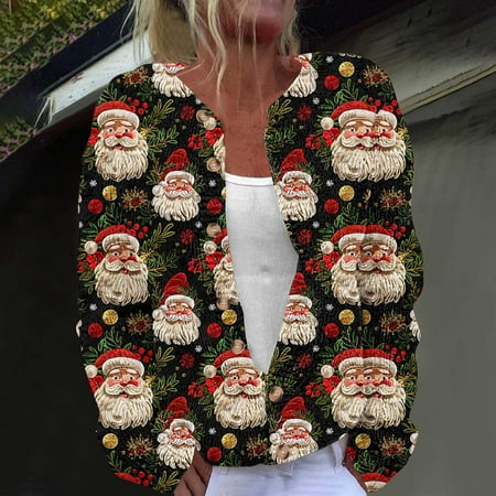 Tawop Womens Jacket Print Outwear Hollowed Open Front Women s Jackets for Winter Long Sleeve Knitted
