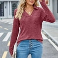 thumbnail image 5 of BLVB Womens V Neck Sweaters Fall Long Sleeve Knit Ribbed Tops Tunic Pullover Sweater Casual Lapel Shirts Blouses, 5 of 7
