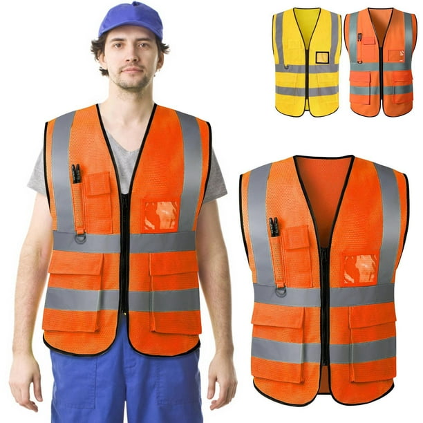 Ganfancp Chaleco de Seguridad para Hombre, Ropa de Trabajo de Protección de Alta Visibilidad, Cinturón de Trabajo Al Aire Libre, Banda Reflectante Ofertas Del Día Chaleco de Trabajo X 1