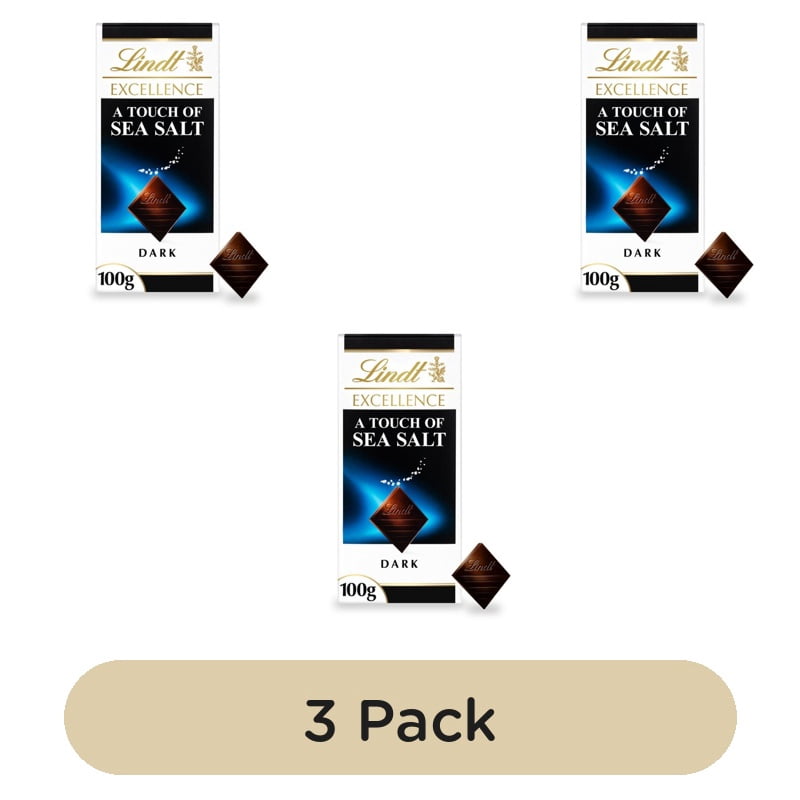 Lindt Excellence Dark Sea Salt Chocolate Bar 100g, British Import (Pack of 3)