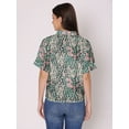 thumbnail image 3 of DressBerry Women's Printed Crop Shirt Short Sleeves Buttoned Comfy Summer Collared Sheer Mesh High Rise Short Top, 3 of 7