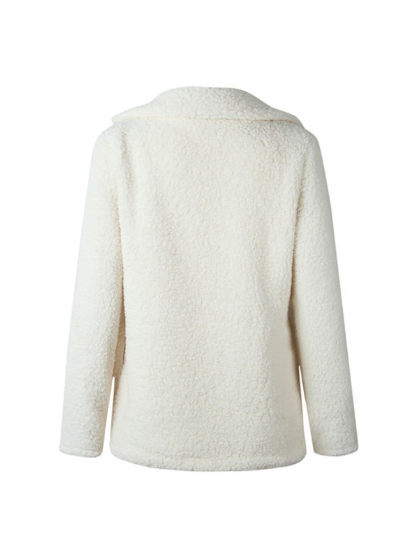 Womens Winter Warm Pocket Fluffy Coat Button Faux Fur Jackets Outerwear Jumper Casual - image 4 of 4