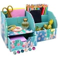 thumbnail image 1 of French KOKO Large PU Leather Desk Organizer Pen Holder Office Accessories Women Kids Girls Work School Supplies - Cute Cactus, 1 of 5