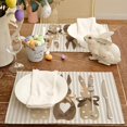 thumbnail image 3 of Easter Placemats 12x18 Inch Set of 4, Polka Dots Bunny Grey Striped Decorative Farmhouse Holiday Spring Table Decoration for Kitchen Dining, Indoor Outdoor Dinner Party Décor Brown GP111-18, 3 of 5