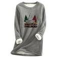 thumbnail image 1 of Qertyioot Plus Size Tops pour les Femmes, la Mode des Femmes Impression de Noël Peluche vers le Bas Isolation Manches Régulières Winter Manches Lâches, 1 of 3