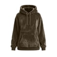 thumbnail image 6 of POIUYTR Pet Pouch Hoodies for Women Oversized Sherpa Fleece Hooded Sweatshirt Carrier with Large Pocket,Brown,S, 6 of 7