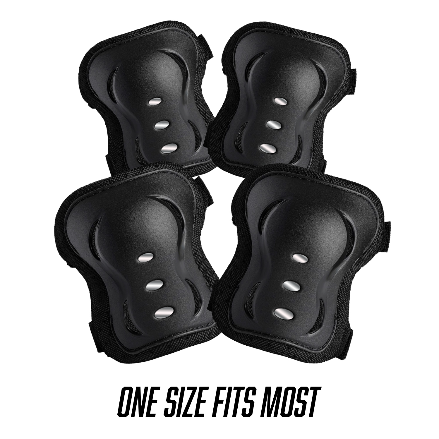 Future Stars 4pc Protective Pads - Knee Pads and Elbow Pads - Black