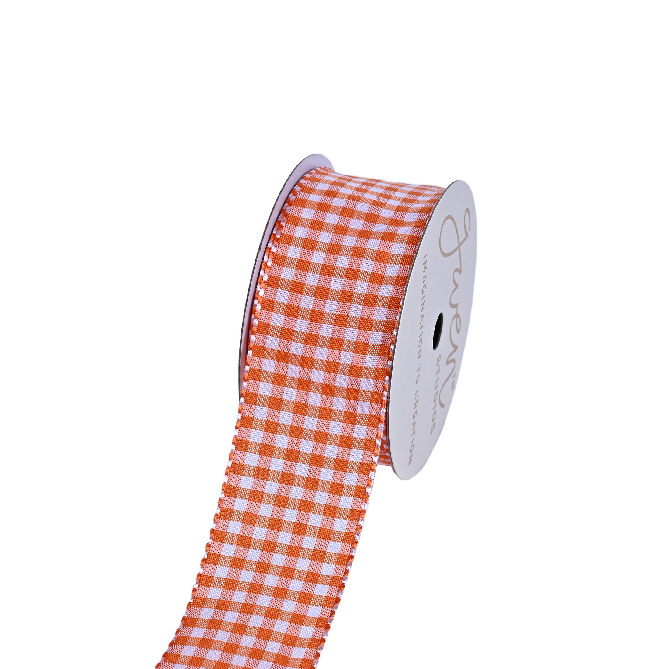 Gwen Studios 1.5" Orange Gingham Ribbon, 3 Yards