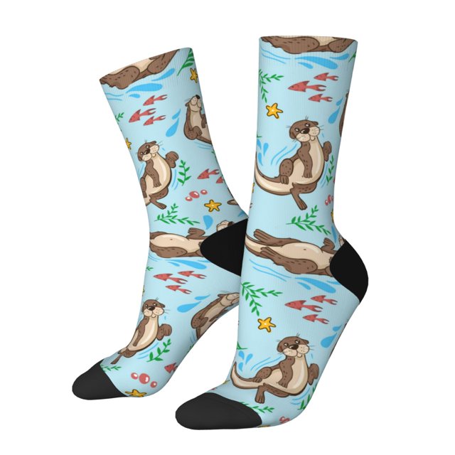 Balery Cute Otters Calcetas Largas con Estampado para Hombre y Mujer – Suaves y Transpirables, Talla Única (US 5-11)