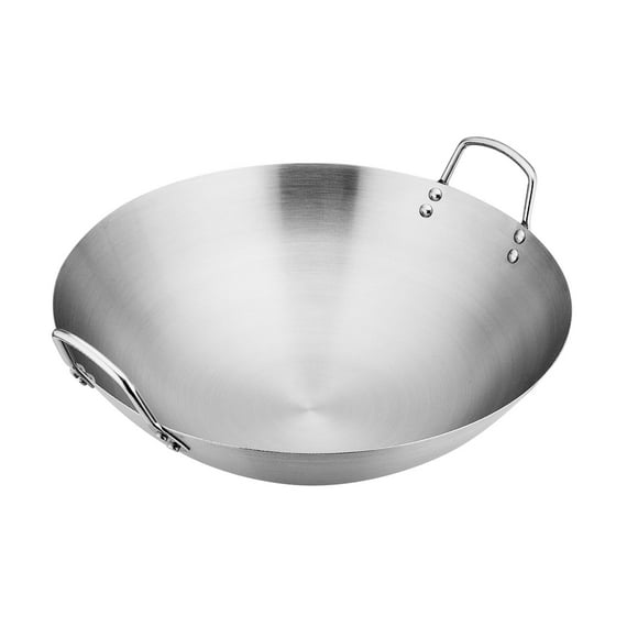 Beloving Stainless Steel Round Bottom Wok Pan 30cm with Ergonomic Handle