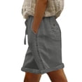 thumbnail image 5 of GUACER Women's Linen Shorts Fashion Bermuda Drawstring Pockets with Hollow Side Beach Shorts, 5 of 9