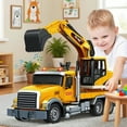 thumbnail image 5 of Large Crane Truck Toy for 3+ Years Old Boys Girls, Kids Construction Toys with Sound and Light Friction Powered Transport Truck Crane Vehicle Toy for Toddler Christmas Birthday Gifts, 5 of 7