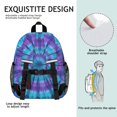 thumbnail image 5 of Blue and Purple Tie Dye Pattern Backpack for School, Cute School Bag with Adjustable Shoulder Straps and Padded Back, 15"x11.42"x5.5", 5 of 5