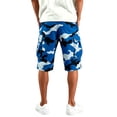 thumbnail image 3 of OIOLOYJM Camo Cargo Shorts for Men Drawstring Elastic Waist Relaxed Fit Casual Outdoor Gym Shorts Fashion Running Sweat Shorts with Multi Pockets Blue L, 3 of 3
