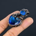 thumbnail image 3 of Natural Blue Topaz Gemstone Handmade Copper Wire Wrap Gift Pendant 2.17", 3 of 4