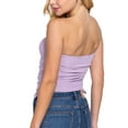thumbnail image 3 of FashionMille Women's Slim Fit Off Shoulder Side Ruched Detail Rib Jersey Knit Crop Tube Top, 3 of 6