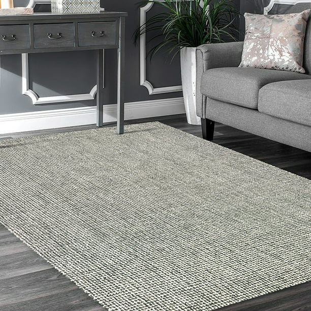 LR Home Criss Cross 9 Ft. x 12 Ft. Gray Checks Area Rug