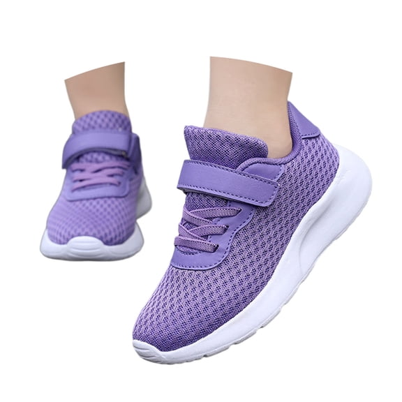 QUOTAY Fashion Autumn Children Girls Sports Shoes Flat Thick Bottom Lightweight Non Lace Up Easy Wear Mesh Upper Breathable Kids Slippers Girls 01_Purple，12.5-13 Years