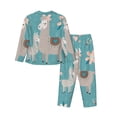 thumbnail image 2 of Ocsxa Women 2 Piece Floral Pajamas Lounge Set Teal Mama Llama Loungewear, 2 of 9