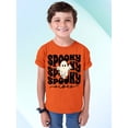 thumbnail image 2 of Spooky Vibes Cute Ghost Halloween Costume Youth T-shirt, M, Orange, 2 of 6