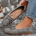 thumbnail image 3 of Lightweight Suede Loafers for Women Bowknot Slip On Dressy Flats Shoes Wide Toe Box Non Slip Walking Shoes Gray Size 9.5, 3 of 9