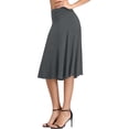 thumbnail image 4 of LWavelet Ruched Waist A-Line Midi Skirt Women Office Casual Flowy Stylish Versatile Bottoms Dark Gray 2XL, 4 of 7