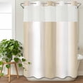 thumbnail image 3 of Beige White Ombre No Hook Shower Curtain Waterproof,Bathroom Curtains with Snap in Liners and See Through Top Window,Country Minimalist Abstract Gradient Hotel Style Bathtub Curtains Shower 72"Wx96"L, 3 of 8