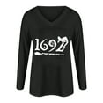 thumbnail image 3 of Edvintorg Graphic Tees for Women Fashion Woman V-Neck Long Sleeve T-Shirt Letter Printing Loose Fit Basic Blouses Fall Spring Basic Shirts Tops, 3 of 3